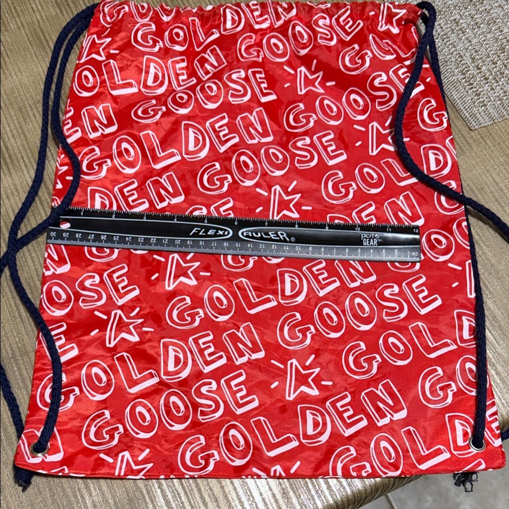 Golden Goose Red and White Graphic Backpack